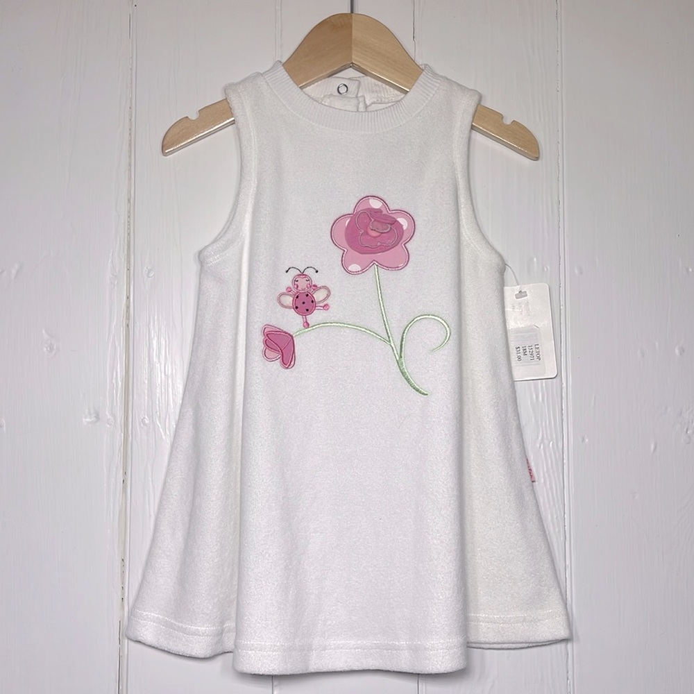 LE TOP NWT French Terrycloth Sleeveless Embroidered Flower Appliqué Coverup